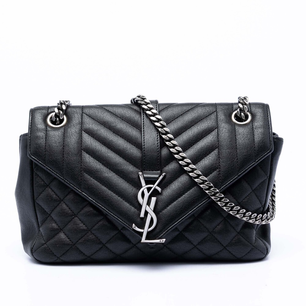 Pre-Loved Saint Laurent Medium Sheepskin Triquilt Monogram College Bag - Picture 1 of 7